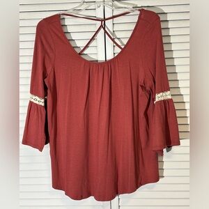 Cinnamon Long Sleeve Open Back Tee Size L